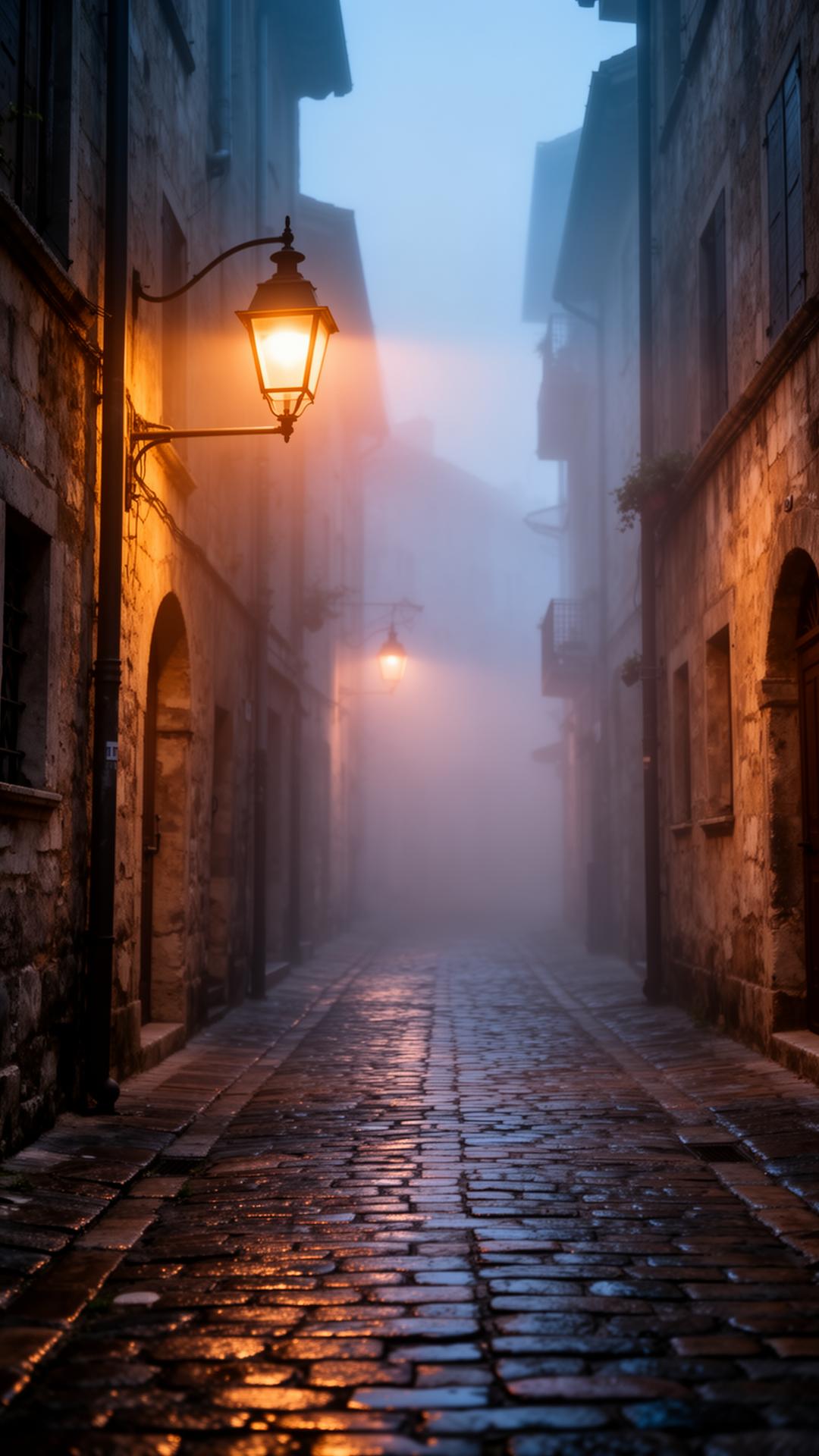 Old town, late fog