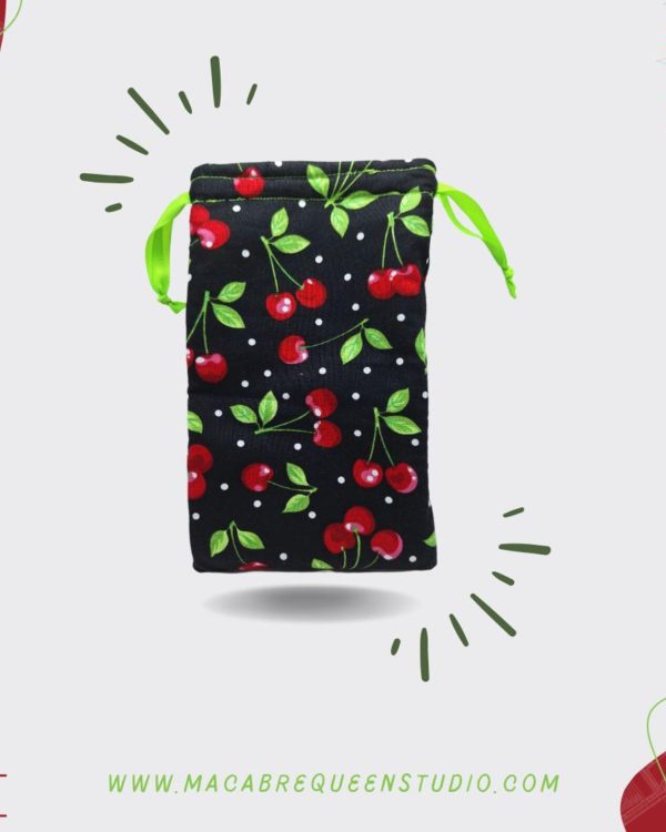 Retro Cherry Tarot Bag — Green Lining